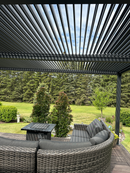 PURPLE LEAF Lamellen Pergola Outdoor Aluminium Pergola Freistehend Pergola mit Lamellendach Einstellbar Hardtop Pavillon,mit Geeignet für Garten Terrasse Hinterhof,Grau