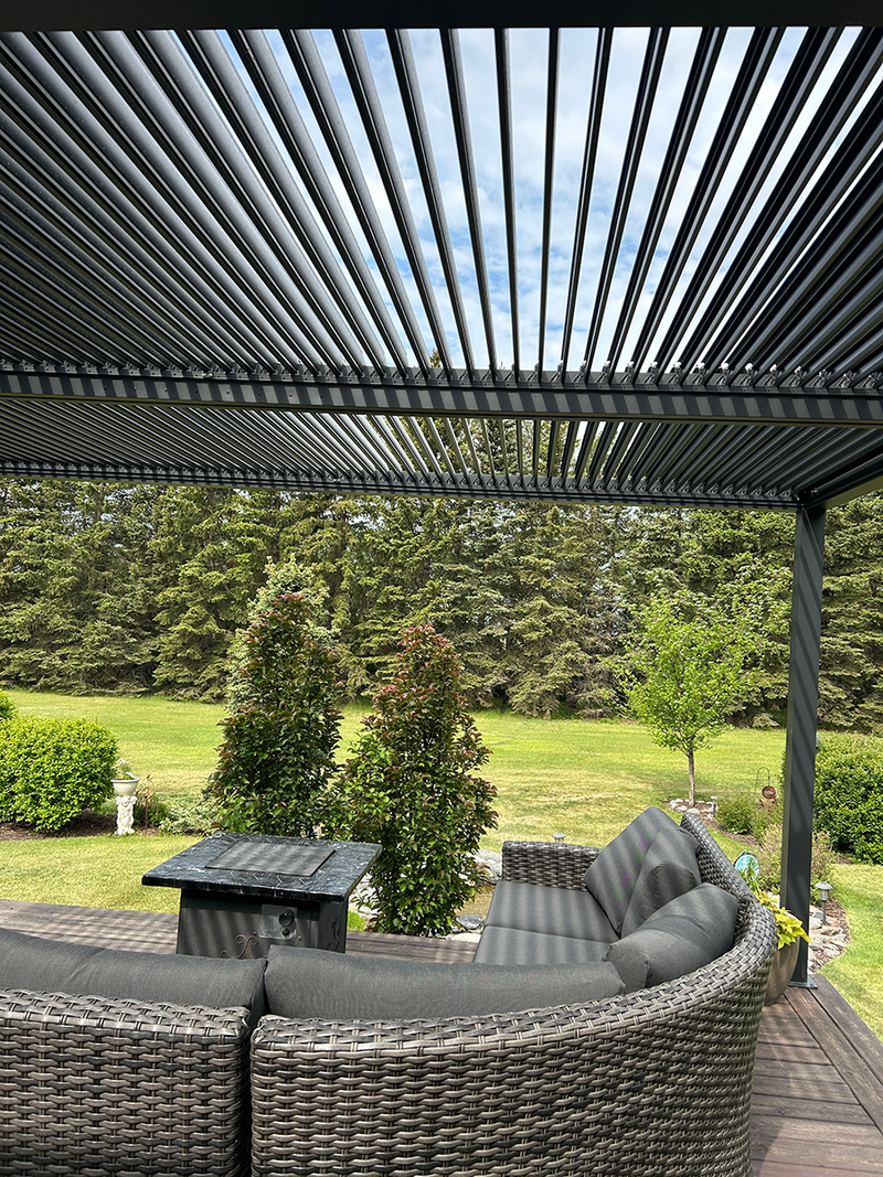 PURPLE LEAF Lamellen Pergola Outdoor Aluminium Pergola Freistehend Pergola mit Lamellendach Einstellbar Hardtop Pavillon,mit Geeignet für Garten Terrasse Hinterhof,Grau