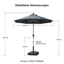 PURPLE LEAF Sonnenschirm Alu Gartenschirm mit Schirmständer, 30° Neigung, Terrassenschirm Tischschirm, Wasserdichter Mittelstockschirm für Garten & Markt