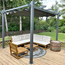 PURPLE LEAF Pergola Metall Garten Pavillon Aluminium Gazebo Wasserdicht Stabil Winterfest Gartenpavillon Mit Sonnenschutz Überdachung -milchweiße Lichterkette