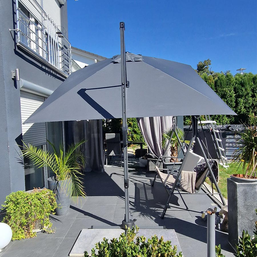 PURPLE LEAF Sonnenschirm Groß Ampelschirm mit Kurbel 360-Grad Drehbar mit Fußpedal für Terrasse, Balkon Sonnenschutz