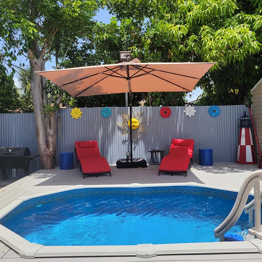 einpoliger Sonnenschirm mit 360° Drehung pool