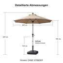 PURPLE LEAF Sonnenschirm Alu Gartenschirm mit Schirmständer, 30° Neigung, Terrassenschirm Tischschirm, Wasserdichter Mittelstockschirm für Garten & Markt