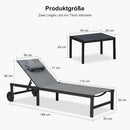 PURPLE LEAF Gartenliegen-Set mit Rollen & Beistelltisch Aluminium Wetterfest Sonnenliege