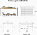 PURPLE LEAF Pergola Metall Garten Pavillon Aluminium Gazebo Wasserdicht Stabil Winterfest Gartenpavillon Mit Sonnenschutz Überdachung -milchweiße Lichterkette