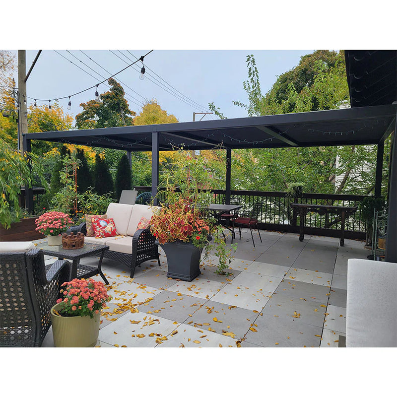 PURPLE LEAF Lamellen Pergola Outdoor Aluminium Pergola mit verstellbarem Dach für Deck Hinterhof Garten Hardtop Gazebo