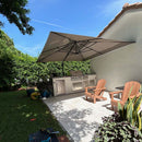 PURPLE LEAF Sonnenschirm Groß Ampelschirm mit Kurbel 360-Grad Drehbar mit Fußpedal für Terrasse, Balkon Sonnenschutz