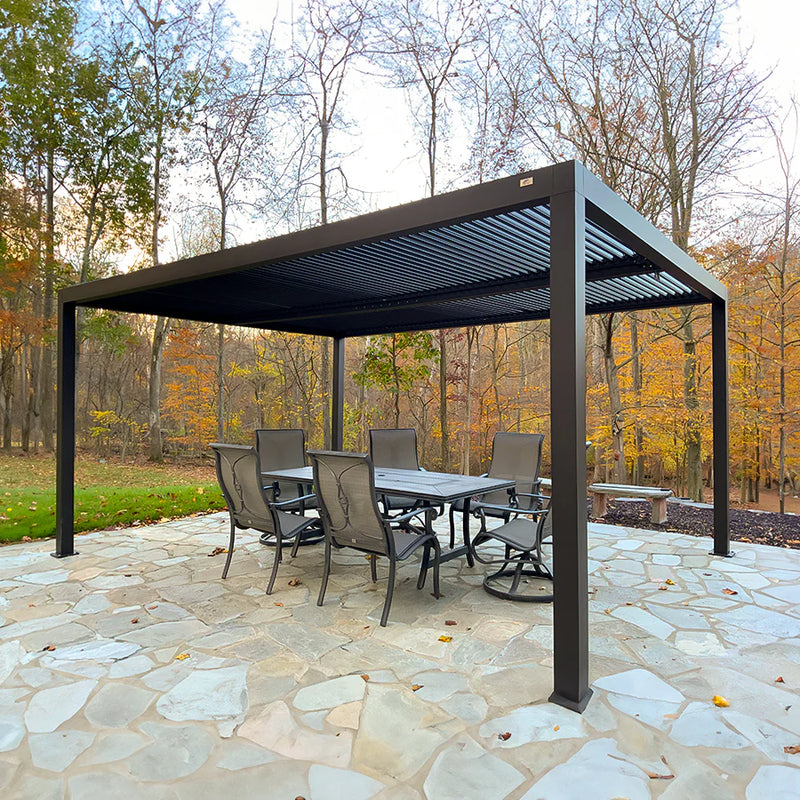 PURPLE LEAF Lamellen Pergola Outdoor Aluminium Pergola mit verstellbarem Dach für Deck Hinterhof Garten Hardtop Gazebo