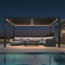 PURPLE LEAF Lamellen Pergola Lamellendach mit LED-Lichtleiste für Garten Terrasse, Grau