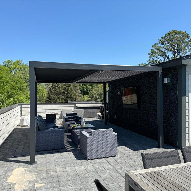 PURPLE LEAF Lamellen Pergola Outdoor Aluminium Pergola Freistehend Pergola mit Lamellendach Einstellbar Hardtop Pavillon,mit Geeignet für Garten Terrasse Hinterhof,Grau