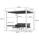 PURPLE LEAF Outdoor Retractable Pergola mit Doppelsonnenschutz-Überdachung Weiß Heavy-Duty Aluminium-Pergola Patio Moderne Pergola für Garten Deck Hinterhof-transparent