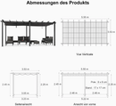 PURPLE LEAF Pergola Metall Garten Pavillon Aluminium Gazebo Wasserdicht Stabil Winterfest Gartenpavillon Mit Sonnenschutz Überdachung -milchweiße Lichterkette