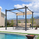 PURPLE LEAF Aluminium Pergola Patio Retractable Pergola Modern Grill Gazebo Metal Shelter Pavilion für  Deck Garden Backyard Outdoor Pergola milchweiße Lichterkette