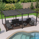 PURPLE LEAF Pergola Metall Garten Pavillon Aluminium Gazebo Wasserdicht Stabil Winterfest Gartenpavillon Mit Sonnenschutz Überdachung -milchweiße Lichterkette