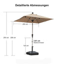 PURPLE LEAF Sonnenschirm Alu Gartenschirm mit Schirmständer, 30° Neigung, Terrassenschirm Tischschirm, Wasserdichter Mittelstockschirm für Garten & Markt