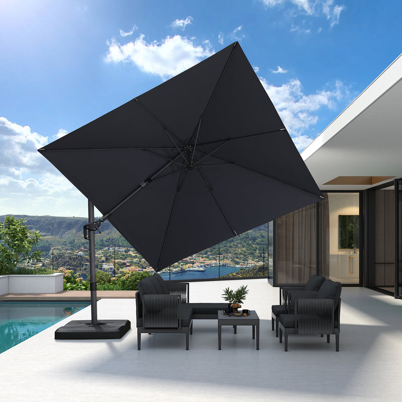 PURPLE LEAF Wirtschaftlicher Terrassen-Sonnenschirm mit drehbarem Rechteck und quadratischem Outdoor-Sonnenschirm