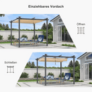 PURPLE LEAF Pergola Aluminium Einziehbare für den Außenbereich mit Sonnenschutzdach, Terrasse, Unterstand für Hinterhof, Metallgrill-Pavillon-PRG