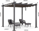 PURPLE LEAF Pergola Metall Garten Pavillon Pergola Wasserdicht Stabil Winterfest, Gartenpavillon Mit Sonnenschutz Überdachung