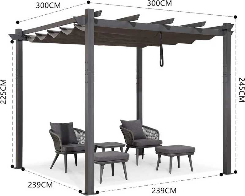 PURPLE LEAF Pergola Metall Garten Pavillon Pergola Wasserdicht Stabil Winterfest, Gartenpavillon Mit Sonnenschutz Überdachung