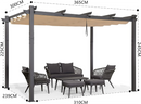 PURPLE LEAF Pergola Metall Garten Pavillon Pergola Wasserdicht Stabil Winterfest, Gartenpavillon Mit Sonnenschutz Überdachung