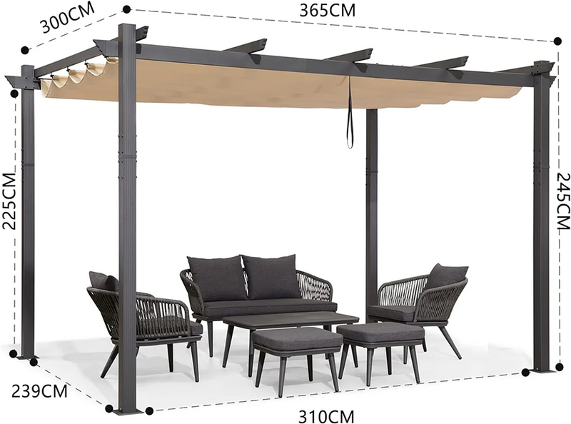 PURPLE LEAF Pergola Metall Garten Pavillon Pergola Wasserdicht Stabil Winterfest, Gartenpavillon Mit Sonnenschutz Überdachung
