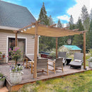 PURPLE LEAF Pergola Metall Holzoptik Garten Pavillon Aluminum Pergola Wasserdicht Sonnendach mit Schiebedach, Gartenpavillon Mit Markisenschutz