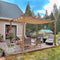 PURPLE LEAF Pergola Metall Holzoptik Garten Pavillon Aluminum Pergola Wasserdicht Sonnendach mit Schiebedach, Gartenpavillon Mit Markisenschutz