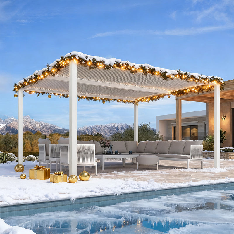 PURPLE LEAF Lamellen Pergola lamellendach Moderne weiße Pergola mit verstellbarem Dach für Terrasse Hinterhof Garten