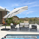 PURPLE LEAF LED Ampelschirm mit Kurbel 360-Grad Drehbar und Schirmständer