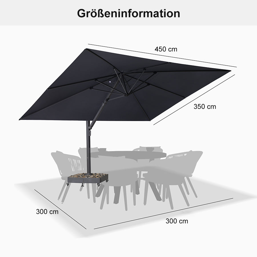 PURPLE LEAF Extra Großer Outdoor-Alu-Sonnenschirm, Freischwebender Terrassenschirm Extrem Windfest, für Café, Terrasse & Outdoor,UV-Schutz