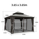 PURPLE LEAF Grau Alu Pavillon Wasserdicht Stabil Winterfest Wetterfest Gartenpavillon mit 4 Doppel Seitenteile Hardtop Pavillon mit Stahldach