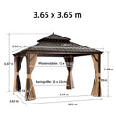 PURPLE LEAF Hardtop Pavillon für den Garten, bronzefarbenes Doppel-Dach, Aluminiumrahmen, mit milchweißer Lichterkette