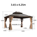 PURPLE LEAF Alu Pavillon Wasserdicht Stabil Winterfest Gartenpavillon mit Moskitonetz Hardtop Pavillon mit Stahldach, Bronze