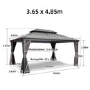 PURPLE LEAF Grau Alu Pavillon Wasserdicht Stabil Winterfest Wetterfest Gartenpavillon mit 4 Doppel Seitenteile Hardtop Pavillon mit Stahldach
