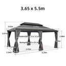 PURPLE LEAF Grau Alu Pavillon Wasserdicht Stabil Winterfest Wetterfest Gartenpavillon mit 4 Doppel Seitenteile Hardtop Pavillon mit Stahldach