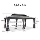 PURPLE LEAF Grau Alu Pavillon Wasserdicht Stabil Winterfest Wetterfest Gartenpavillon mit 4 Doppel Seitenteile Hardtop Pavillon mit Stahldach