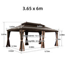 PURPLE LEAF Outdoor-Hardtop-Pavillon für den Garten, bronzefarbenes Doppel-Dach, Aluminiumrahmen, mit Lichterkette - klar