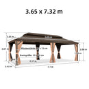 PURPLE LEAF Alu Pavillon Wasserdicht Stabil Winterfest Gartenpavillon mit Moskitonetz Hardtop Pavillon mit Stahldach, Bronze