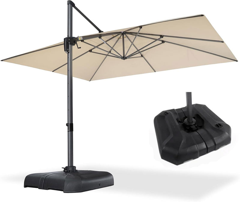 PURPLE LEAF Sonnenschirm Groß Ampelschirm mit Kurbel 360-Grad Drehbar mit Schirmständer