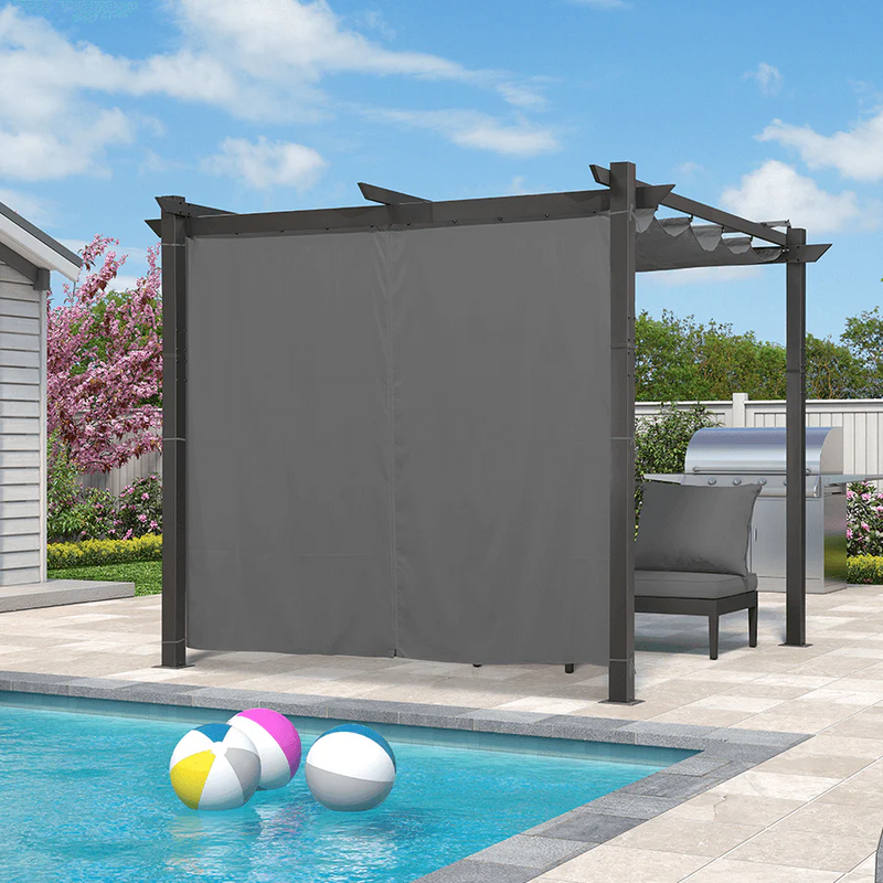 PURPLE LEAF Aluminium Pergola Einziehbare Markise mit Sonnenschutzdach und Seitenvorhängen für Terrasse Garten Grillpavillon