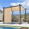 PURPLE LEAF Garten Pergola mit Vorhang Aluminium-Rahmen Outdoor Terrasse Pavillon mit Seitenschutzvorhänge Sonnendach mit Schiebedach  Grau