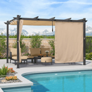 PURPLE LEAF Aluminium Pergola Einziehbare Markise mit Sonnenschutzdach und Seitenvorhängen für Terrasse Garten Grillpavillon
