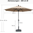 PURPLE LEAF Mittelstock-Sonnenschirm mit Kurbel & Neigungsfunktion – ideal für Terrasse und Garten
