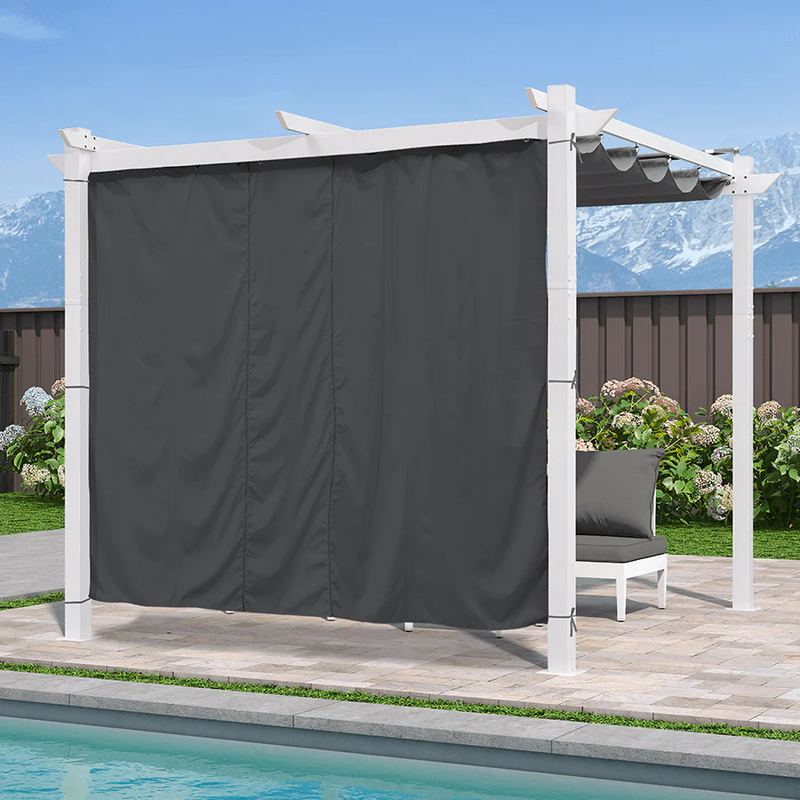 PURPLE LEAF Ausziehbare Outdoor Pergola mit Doppel-Sonnensege & Seitenschutzvorhängen  Weiße Aluminium-Pergola  Moderne Terrassen-Markise für Garten Hof&Terrasse kaki