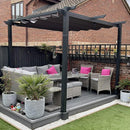 PURPLE LEAF Einziehbare Aluminium Pergola für den Außenbereich mit Sonnenschutzdach, Terrasse, Unterstand für Hinterhof, Metallgrill-Pavillon-PRG