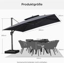 PURPLE LEAF Sonnenschirm Quadratischer Regenschirm Drehbar Neigbar mit 360°Rotation, Gartenschirm mit Kurbel