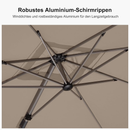 PURPLE LEAF Deluxe - Aluminium Outdoor Patio-Sonnenschirm Quadratisch  Edel, windfest und vielseitig einstellbar