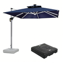 PURPLE LEAF Quadratischer Sonnenschirm mit LED-Solarbeleuchtung und Schirmständer