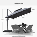 PURPLE LEAF Sonnenschirm Quadratischer Regenschirm Drehbar Neigbar mit 360°Rotation, Gartenschirm mit Kurbel