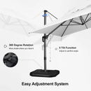 PURPLE LEAF Sonnenschirm Groß Ampelschirm mit Kurbel 360-Grad Drehbar mit Schirmständer